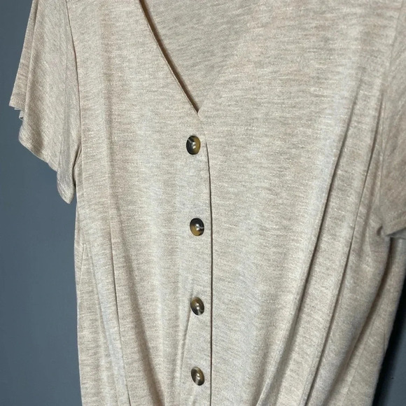 Pink rose tan vneck front tie tshirt size small - Picture 2 of 5